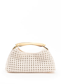 Mini Boomerang Woven Leather Ivory