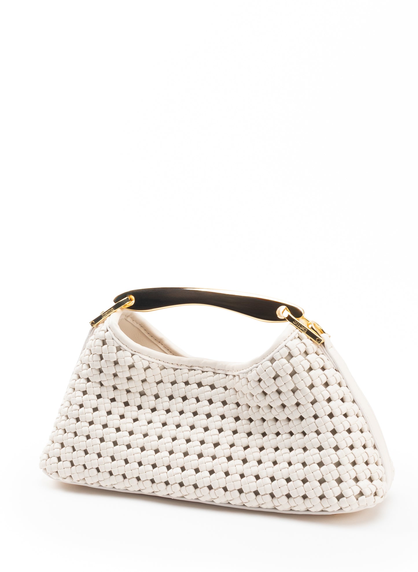 Mini Boomerang Woven Leather Ivory