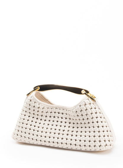 Mini Boomerang Woven Leather Ivory