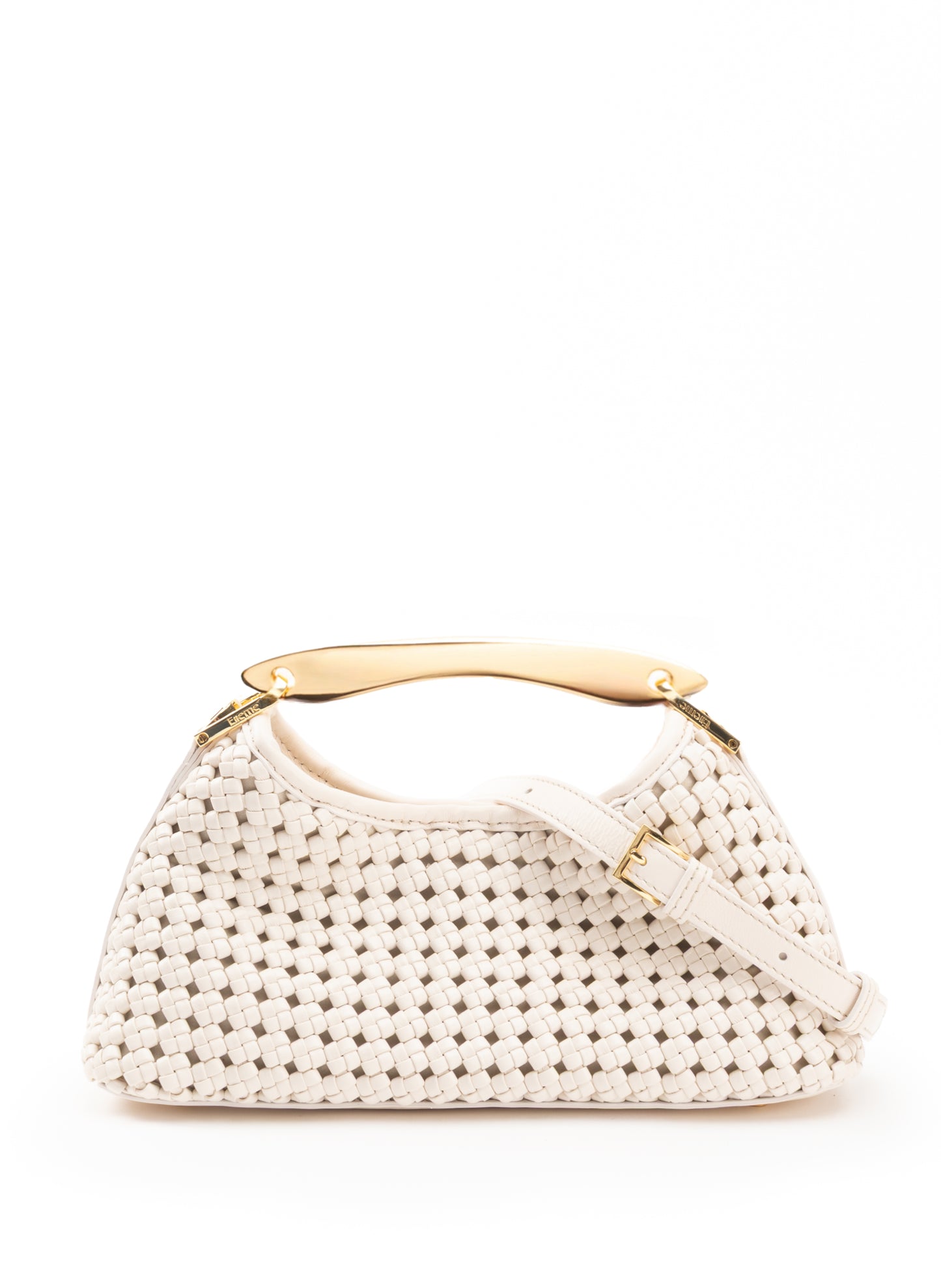 Mini Boomerang Woven Leather Ivory