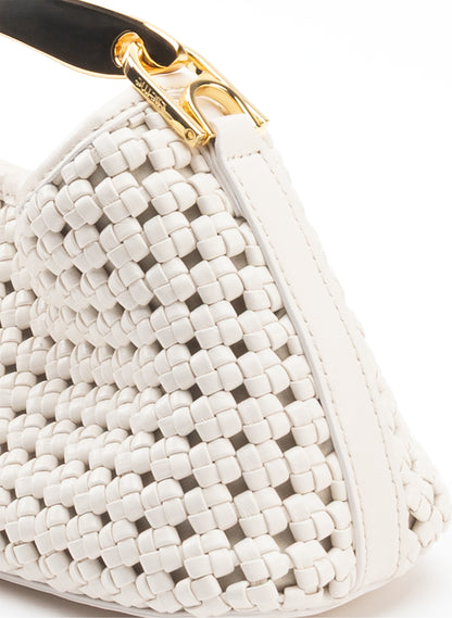 Mini Boomerang Woven Leather Ivory