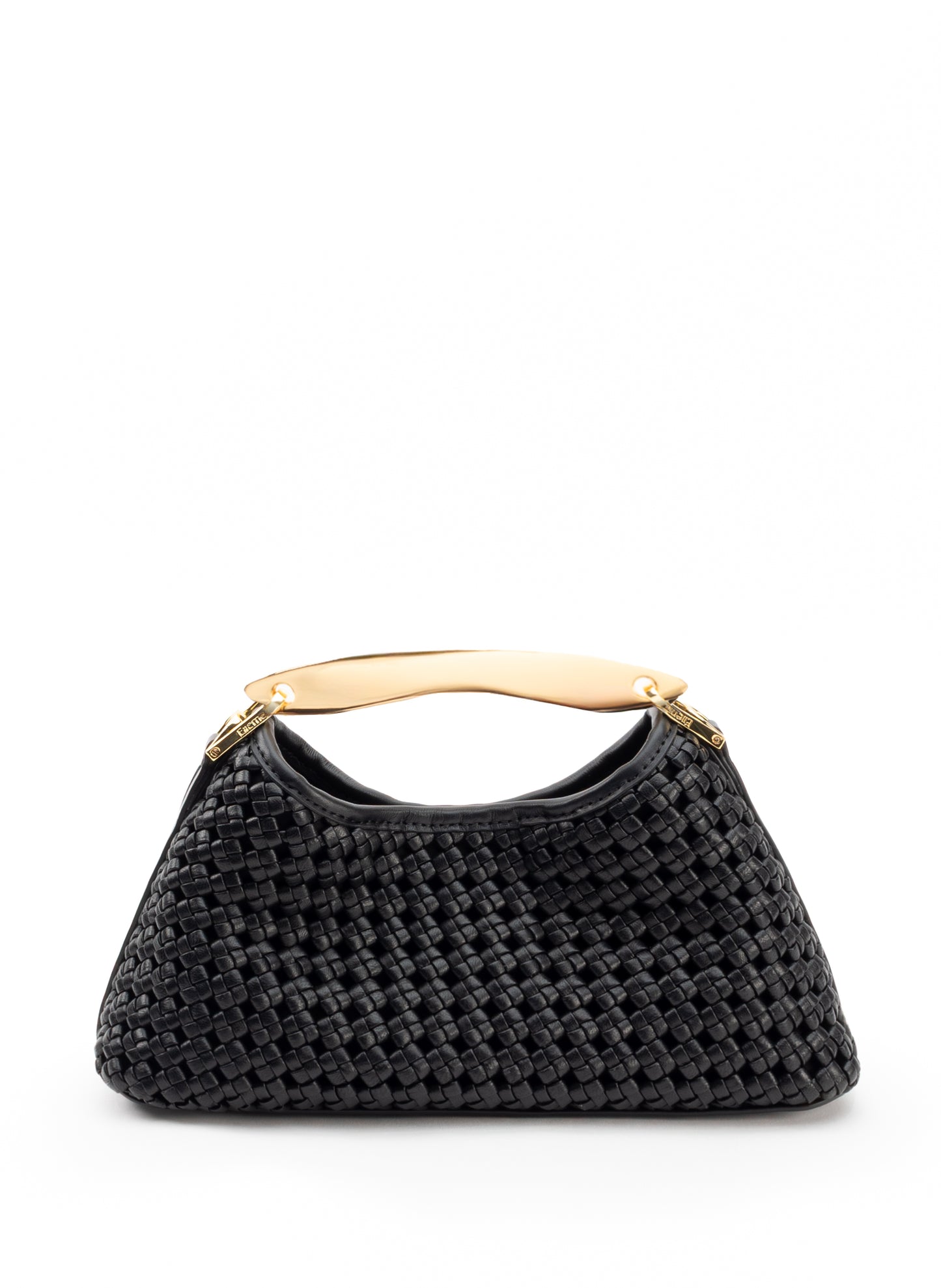Mini Boomerang Woven Leather Black