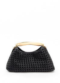 Mini Boomerang Woven Leather Black