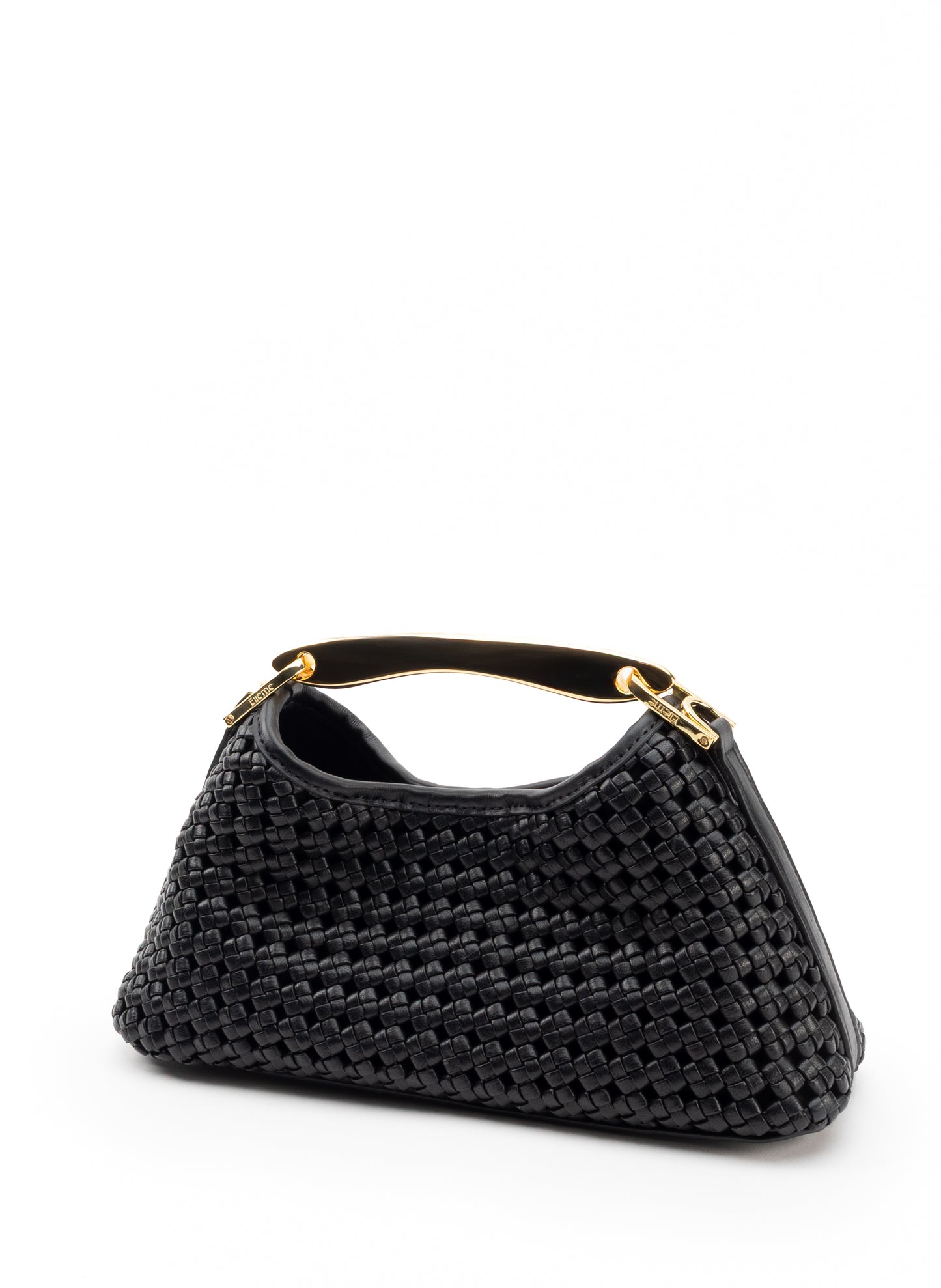 Mini Boomerang Woven Leather Black