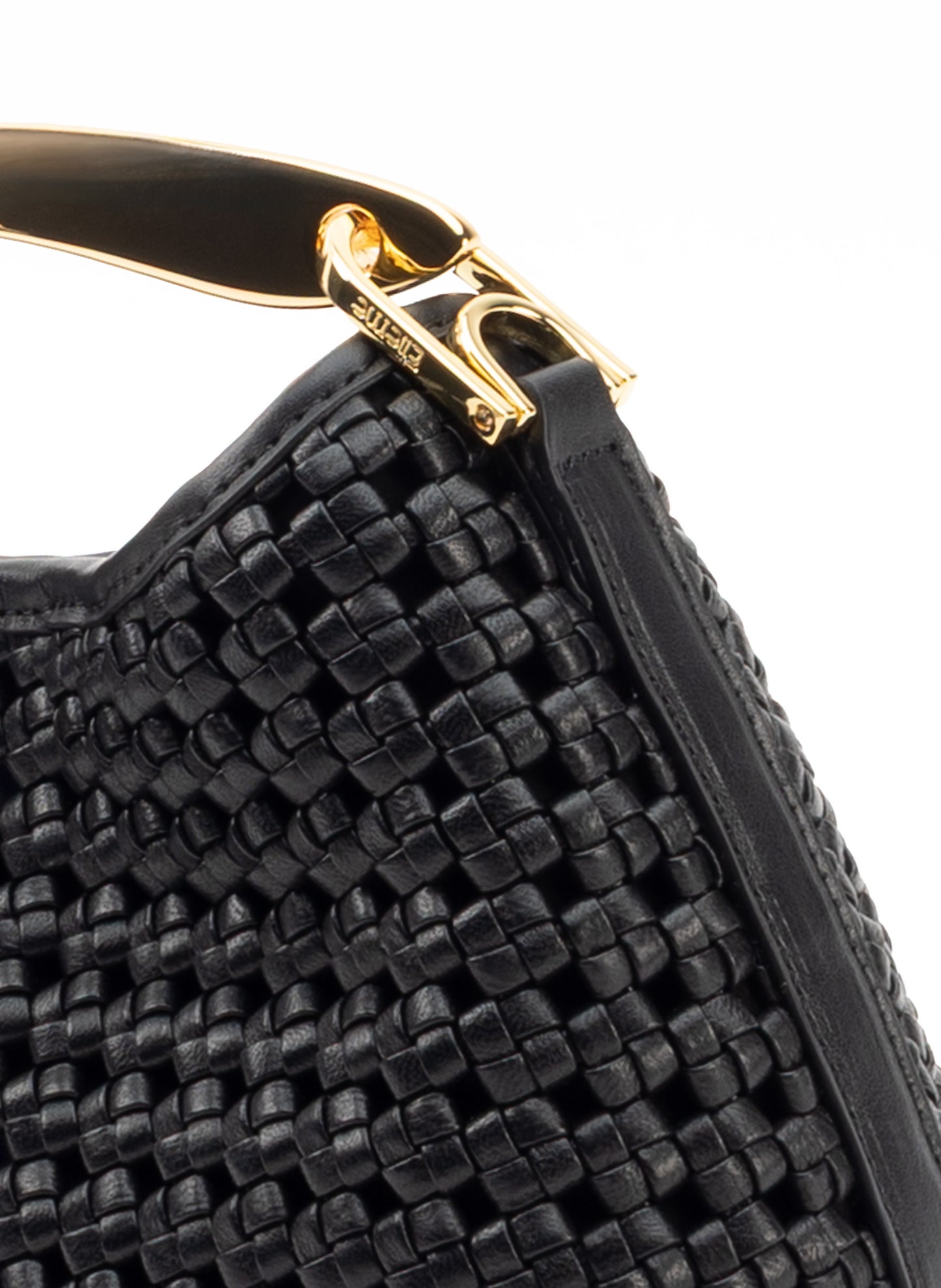 Mini Boomerang Woven Leather Black
