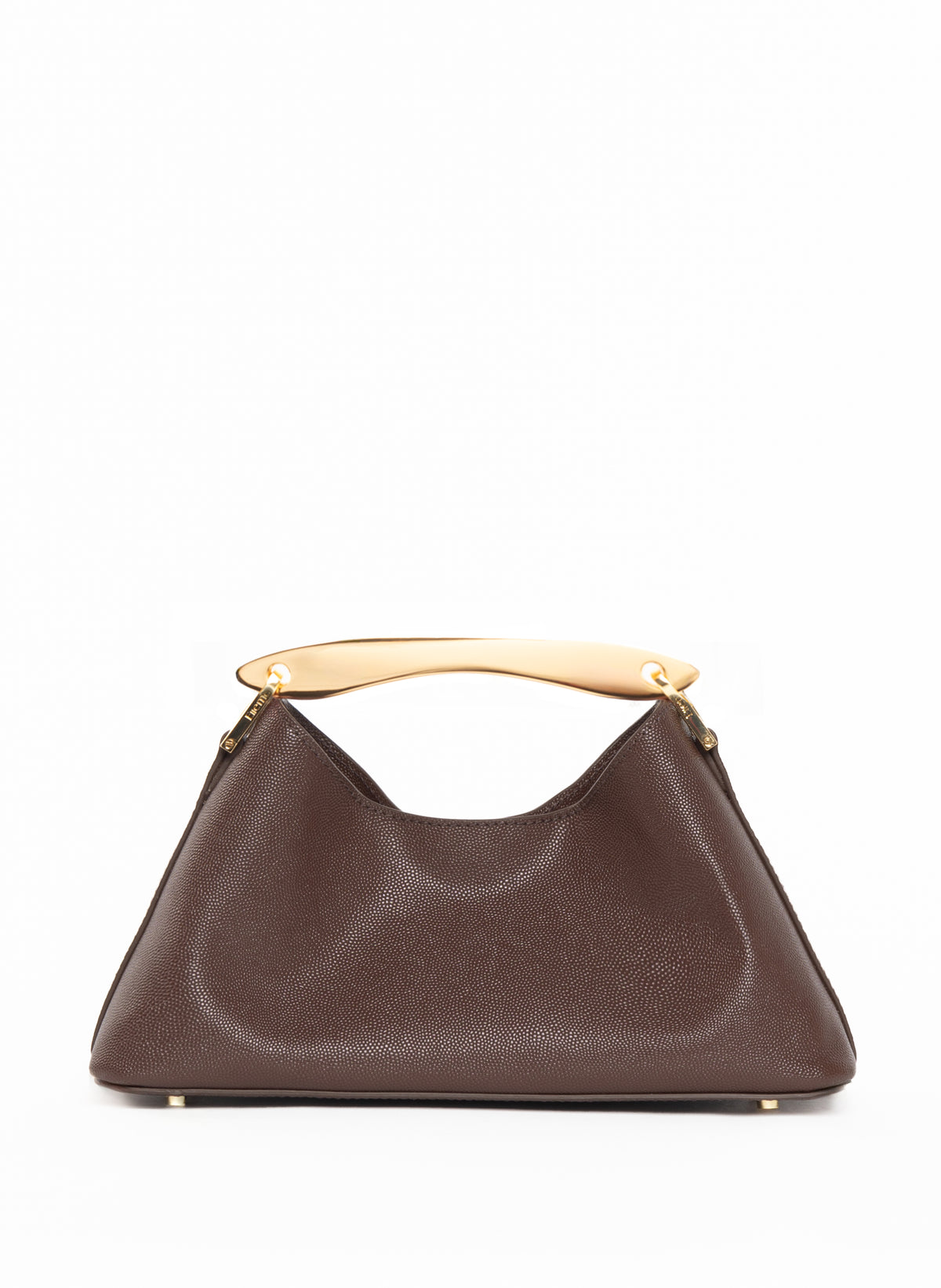 Mini Boomerang Leather Caviar Dark Brown - French Leather Bags 