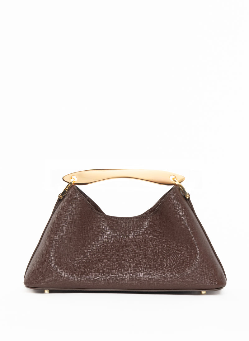 Mini Boomerang Leather Caviar Dark Brown