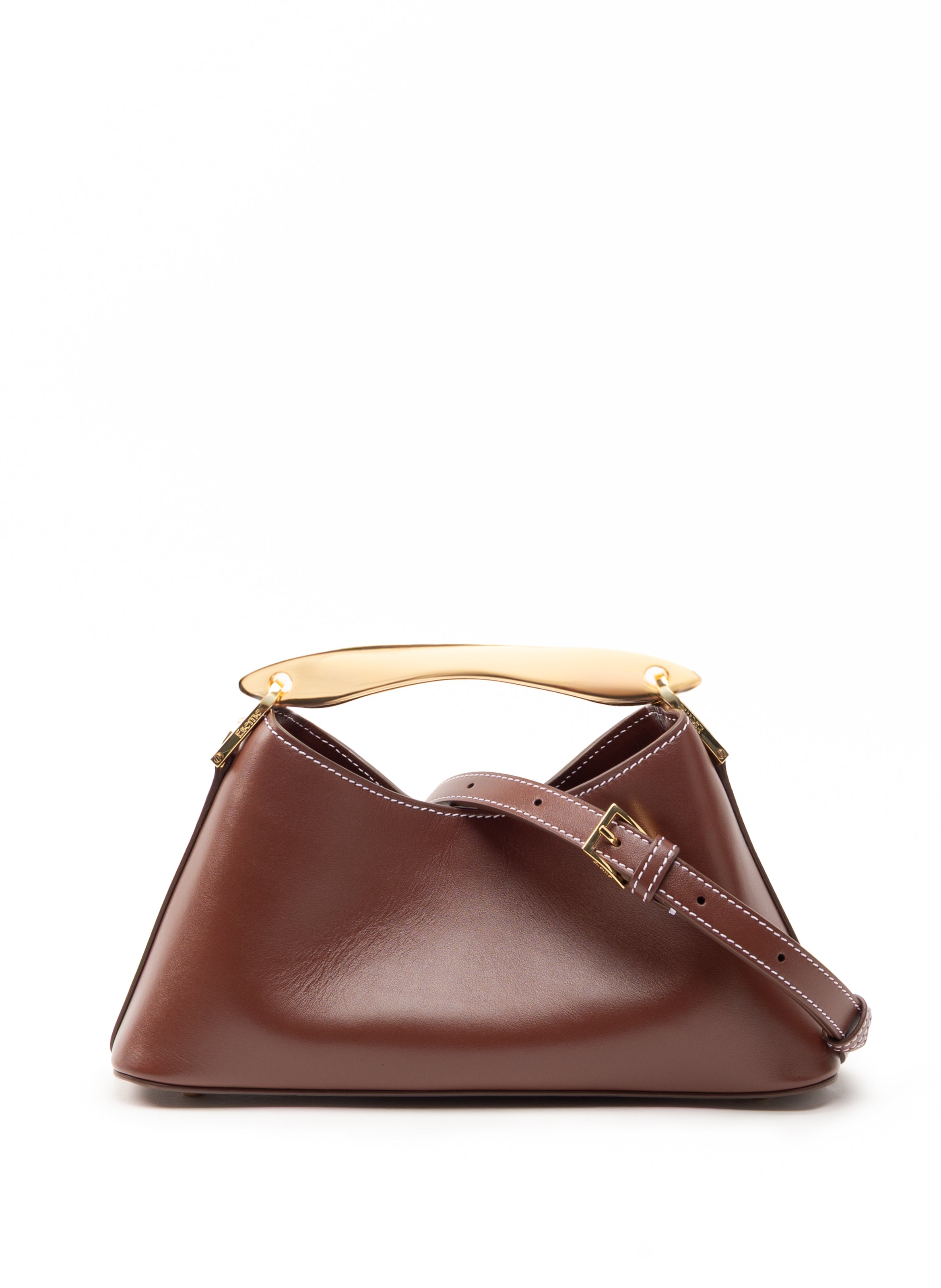Mini Boomerang Leather Russet/White Stitches - Cute Leather Mini