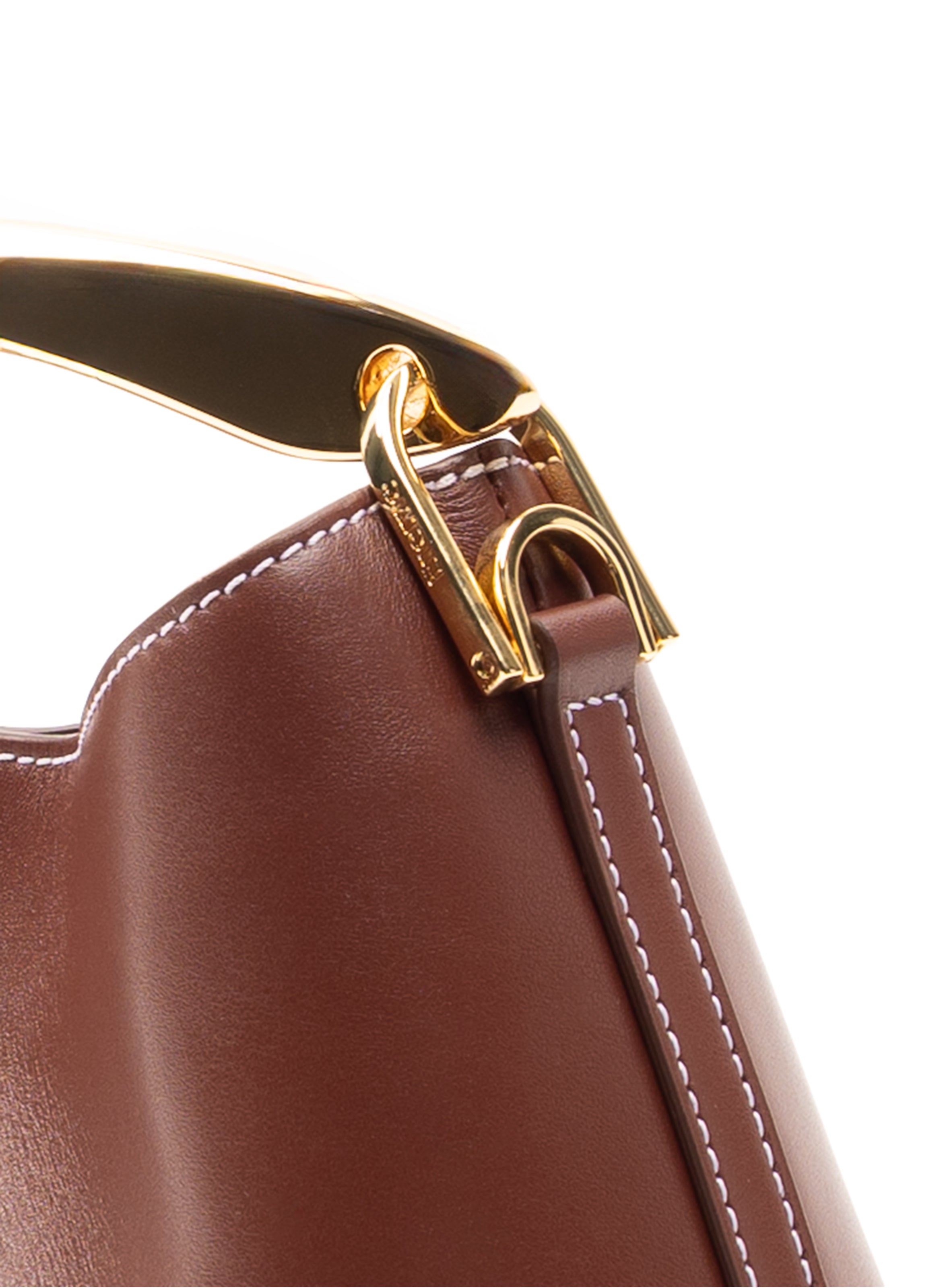 Mini Boomerang Leather Russet/White Stitches - Cute Leather Mini