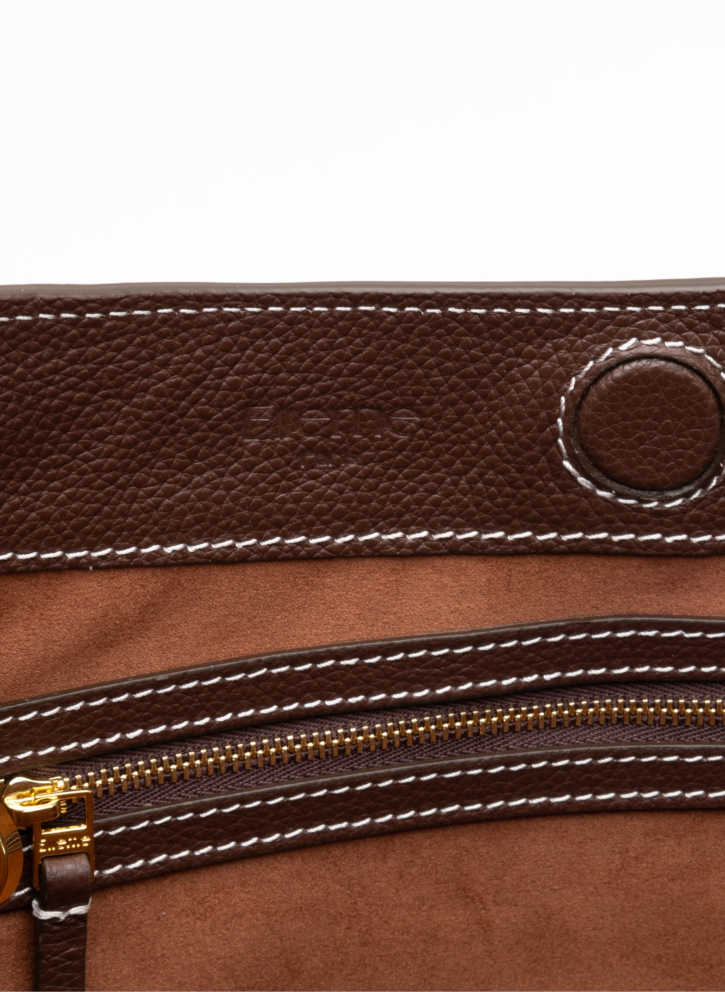 New Vosges Pebbled Leather Dark Brown - Large Bags for Women - Elleme