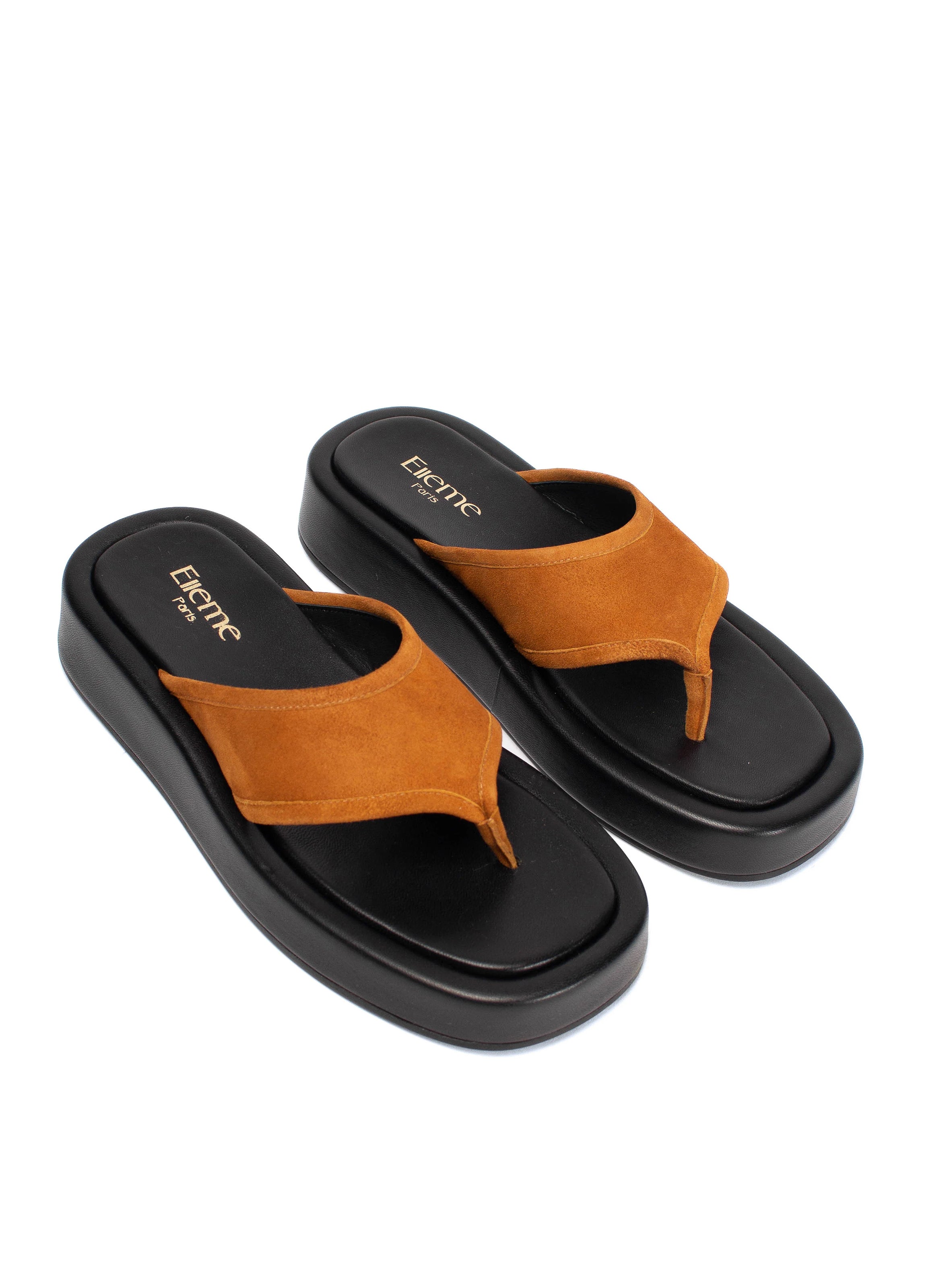 Leather platform thong sandals