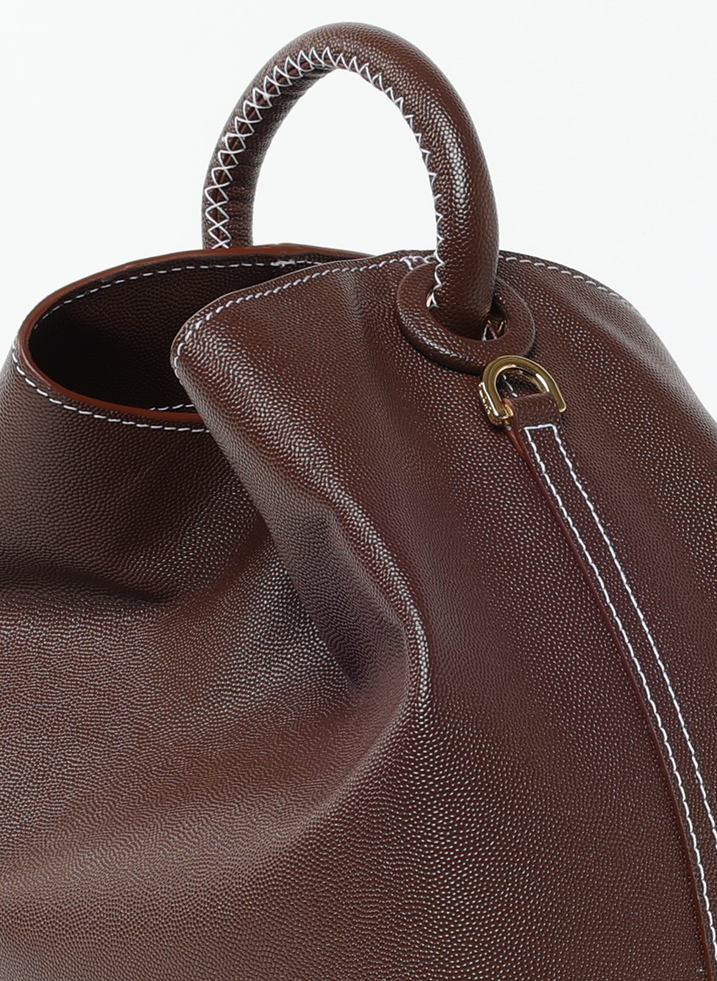 Raisin Caviar Leather Brown White Stitching - Leather Raisin Caviar Leather Brown White Stitching - Leather