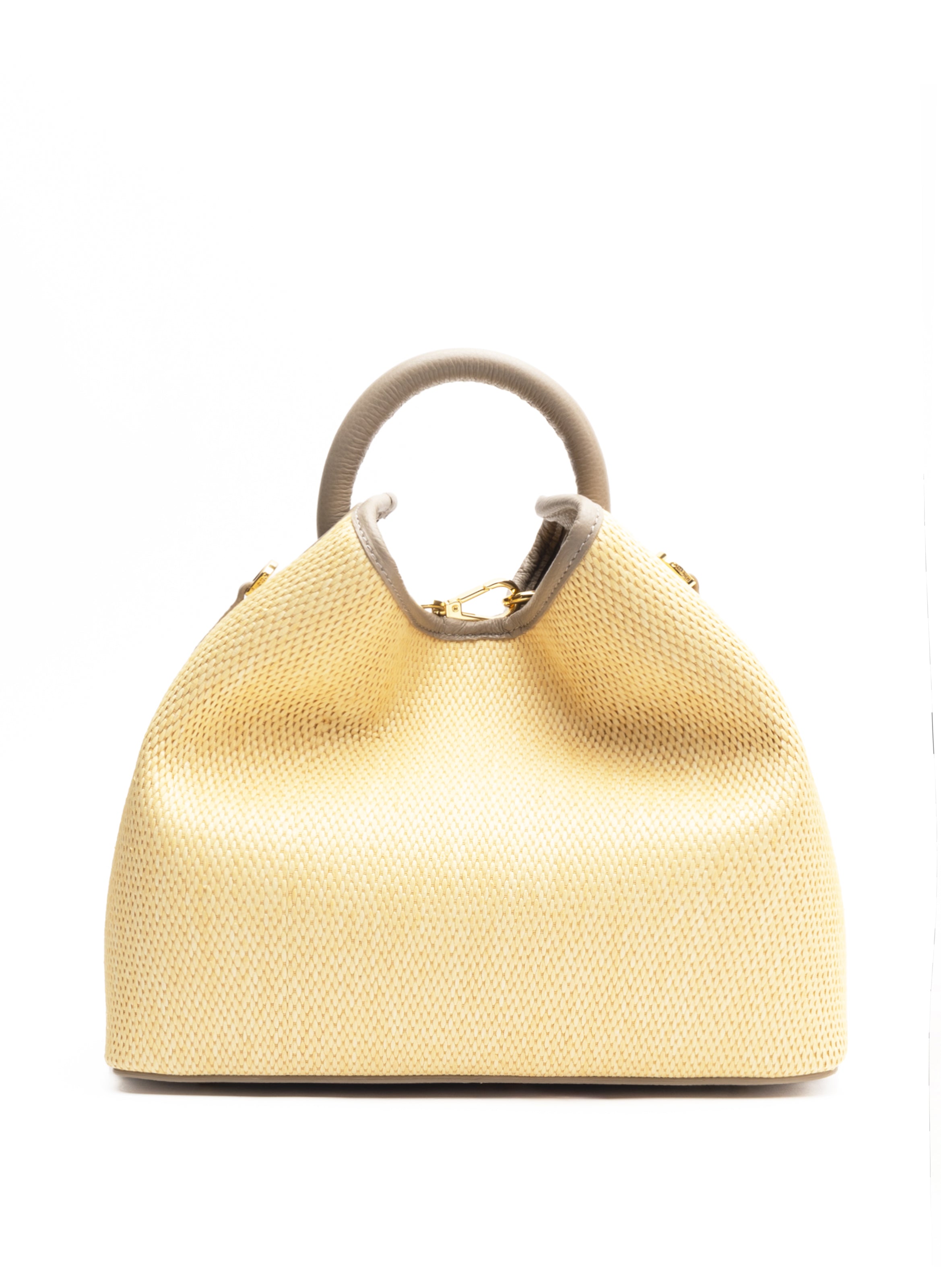 Raisin Raffia Leather Natural Taupe - Luxury Beach Bag - Elleme