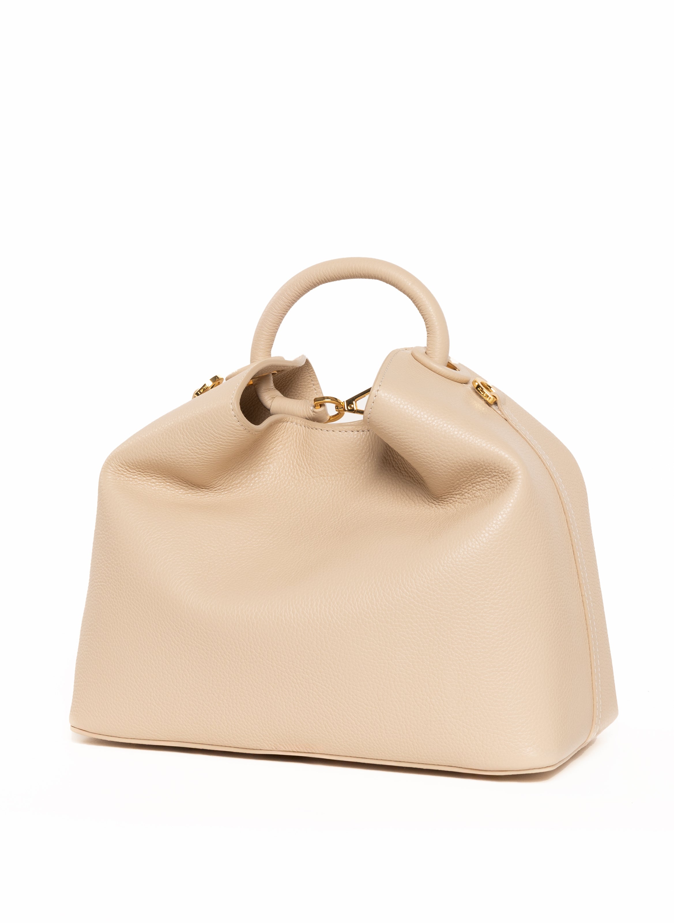 Raisin Pebbled Leather Nude - Leather Handbags for Women - Elleme