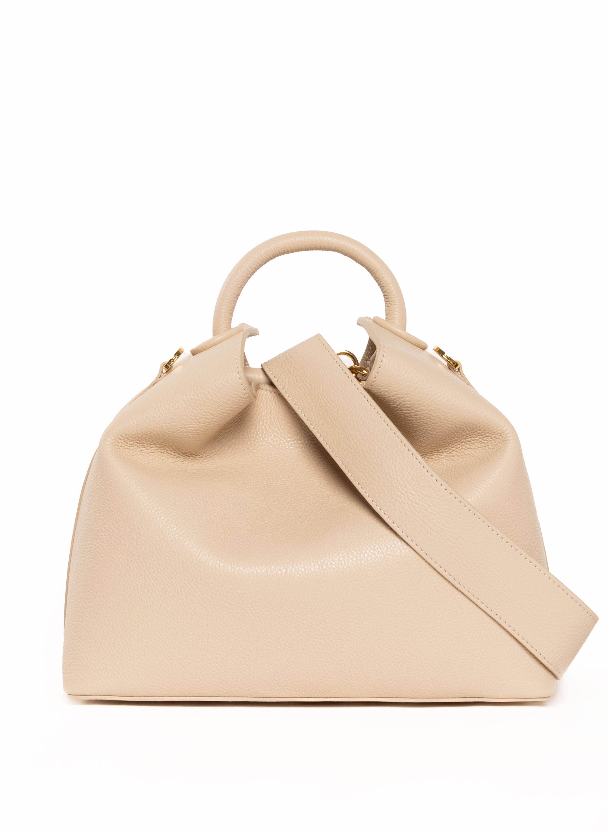 Raisin Pebbled Leather Nude - Leather Handbags for Women - Elleme