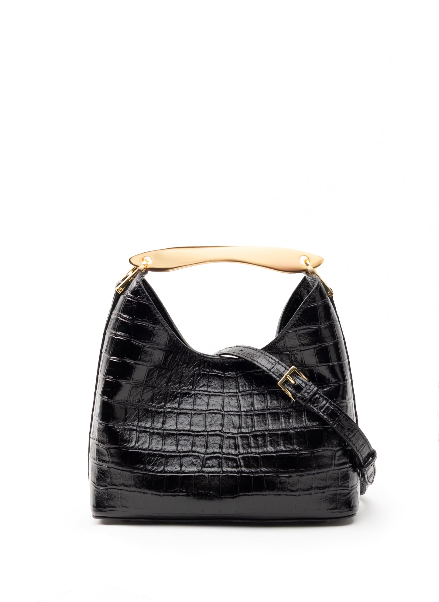 Small Boomerang Croco Leather Black