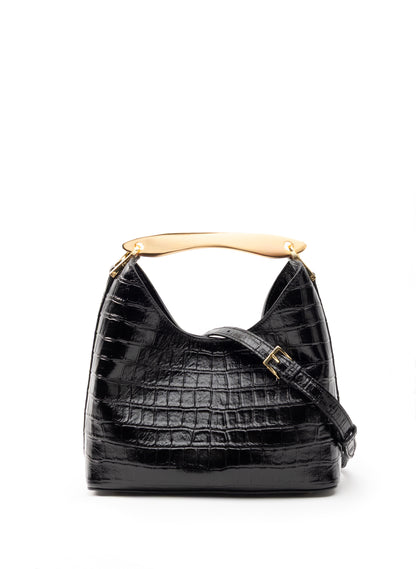 Small Boomerang Croco Leather Black