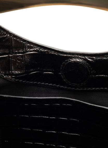 Small Boomerang Croco Leather Black