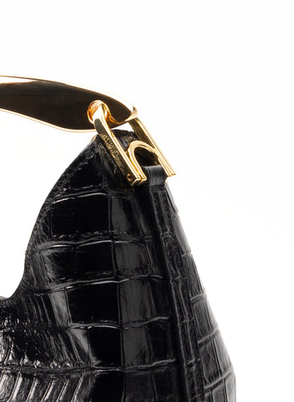 Small Boomerang Croco Leather Black