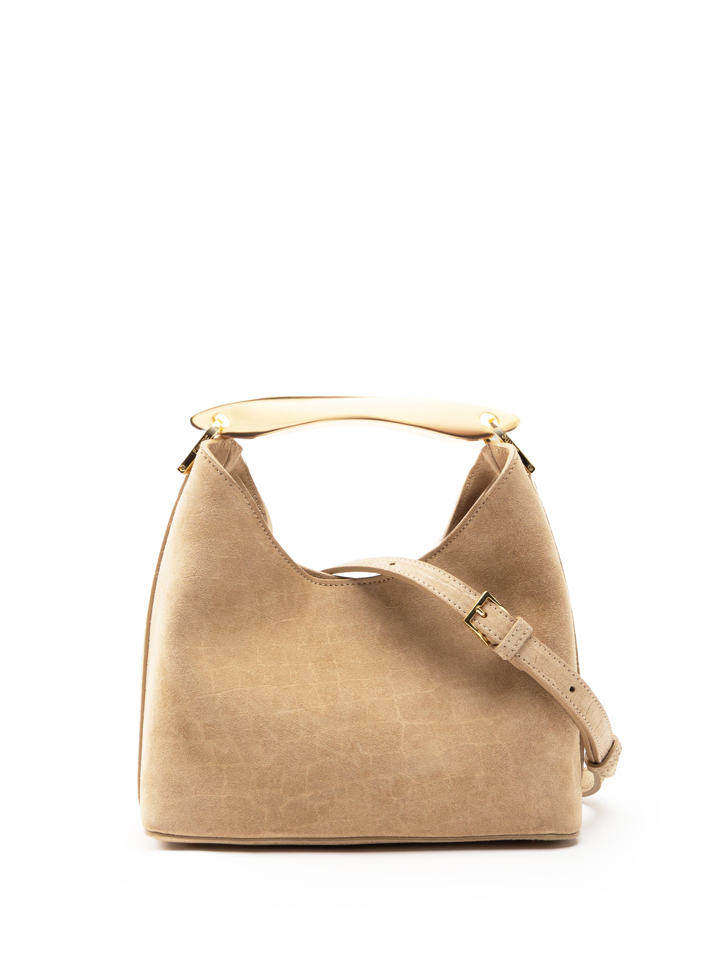Small Boomerang Croco Suede Beige - Leather Handbags for Women