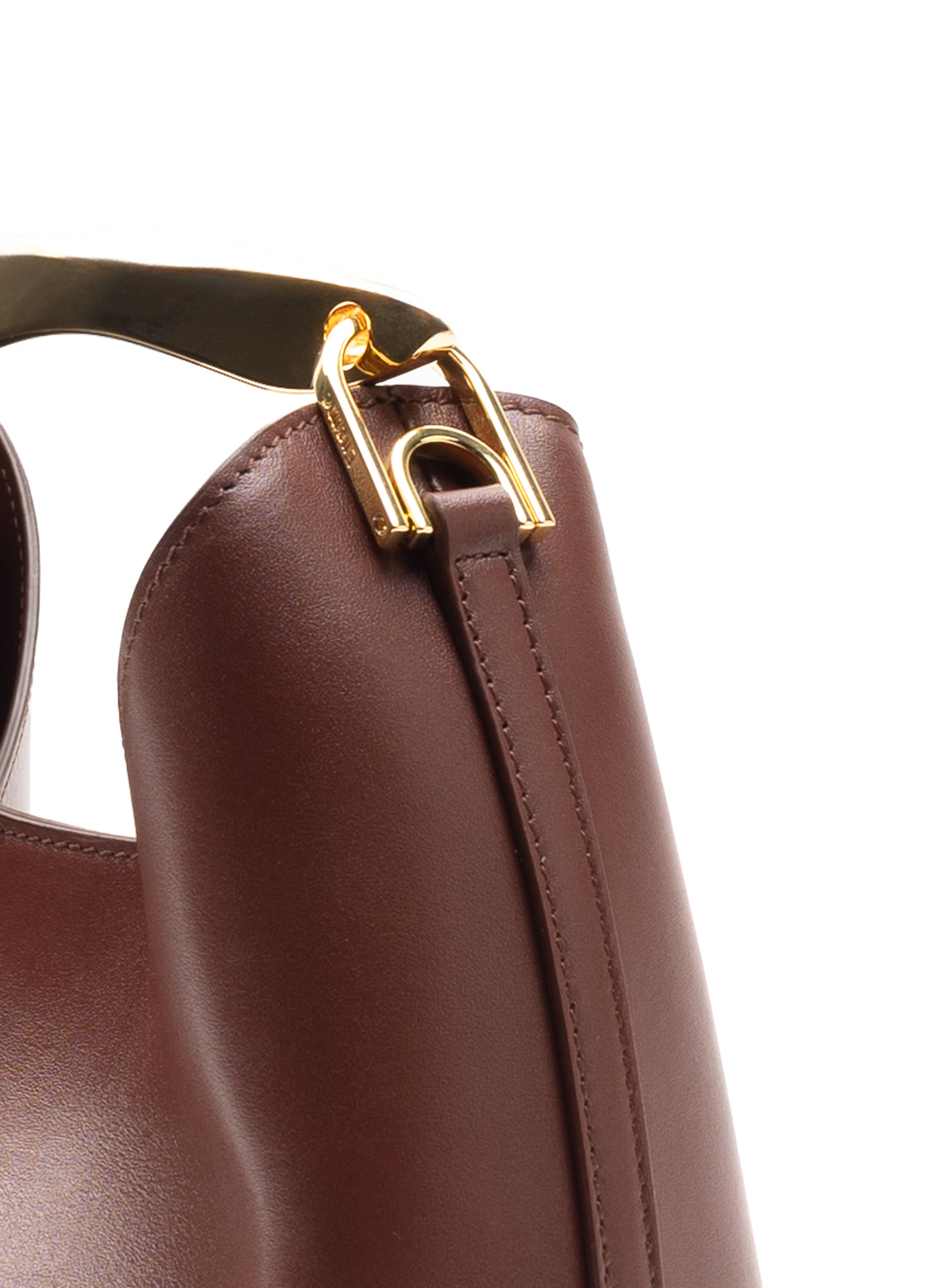 Small Boomerang Leather Russet - Leather Handbags for Women - Elleme