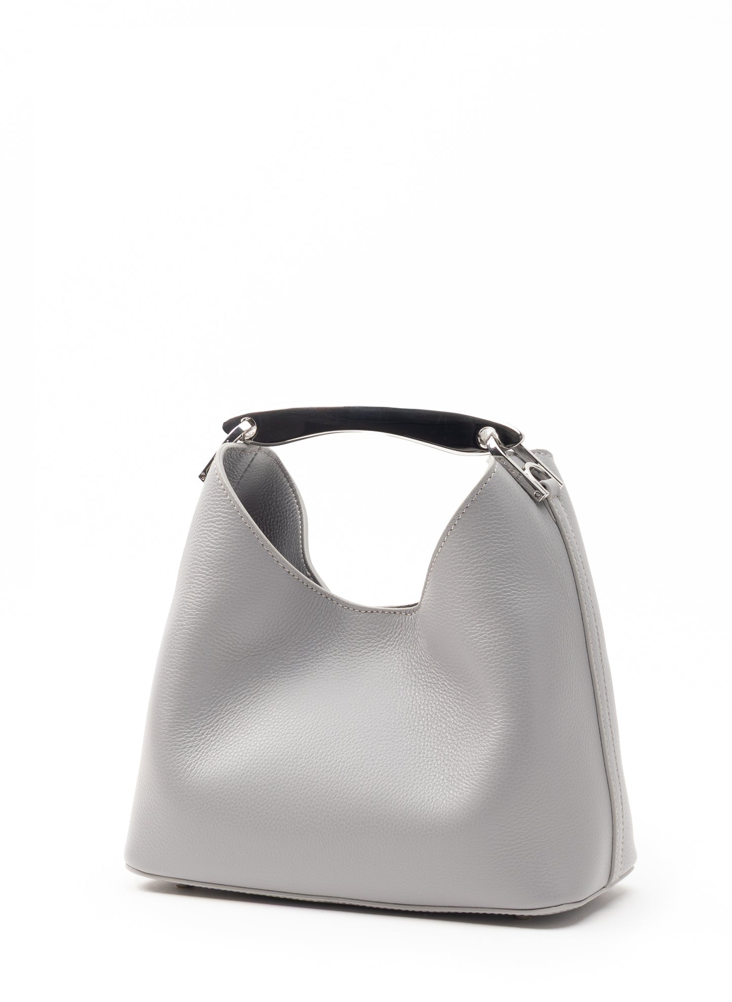 Small Boomerang Pebbled Leather Grey - Silver