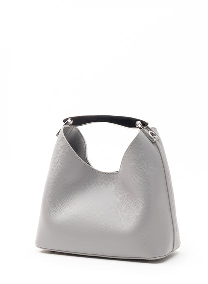 Small Boomerang Pebbled Leather Grey - Silver