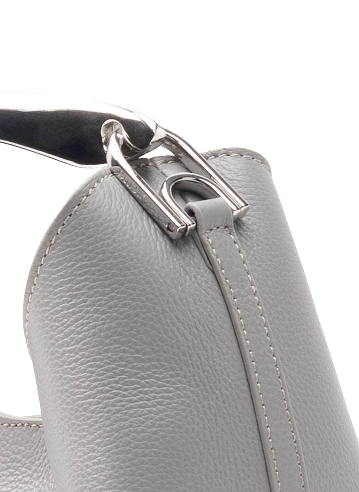 Small Boomerang Pebbled Leather Grey - Silver