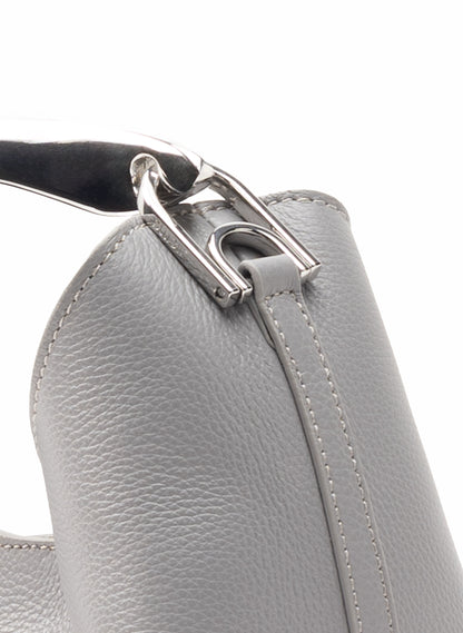 Small Boomerang Pebbled Leather Grey - Silver