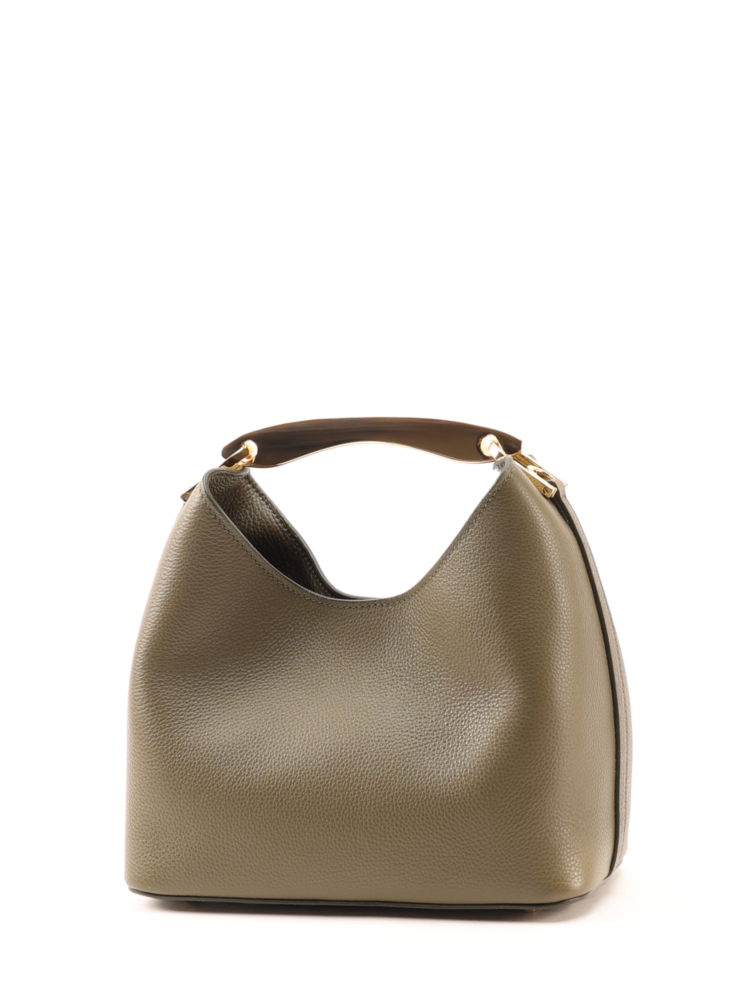 Small Boomerang Pebbled Leather Khaki - Leather Handbags for Women