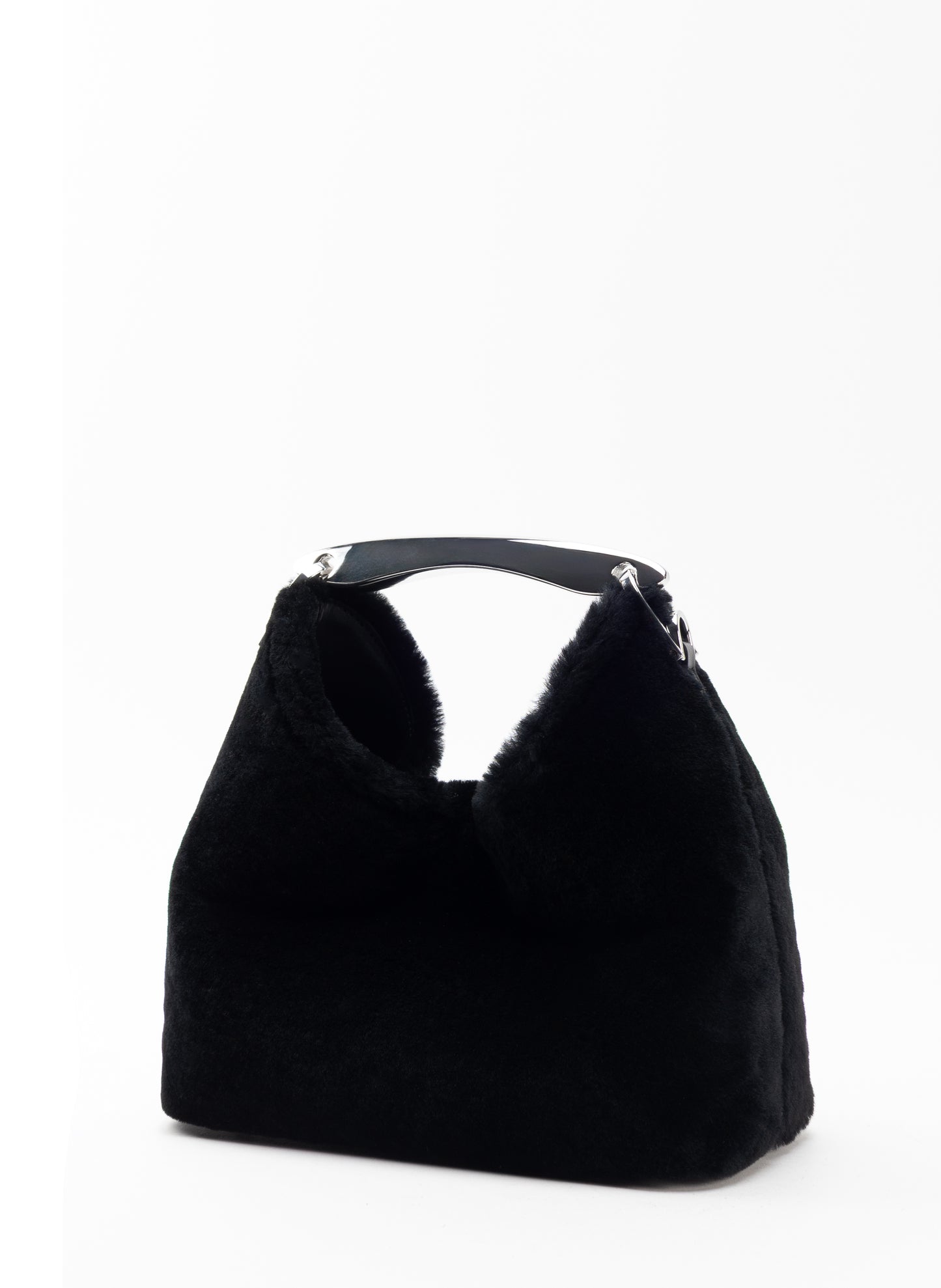 Small Boomerang Shearling Black - Silver