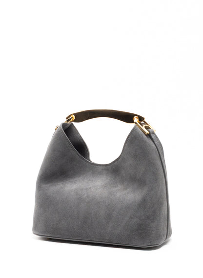 Petit Boomerang en daim gris