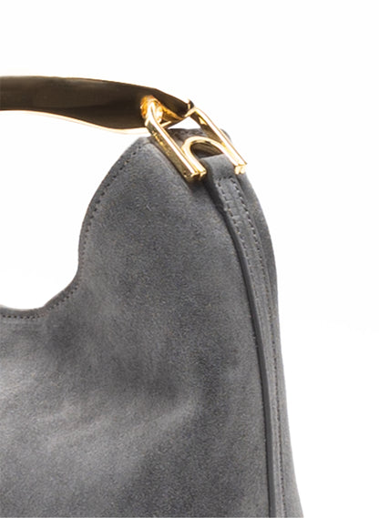 Petit Boomerang en daim gris