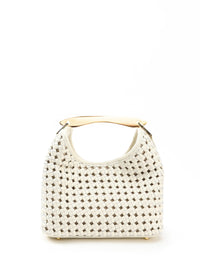 Small Boomerang Woven Leather Ivory