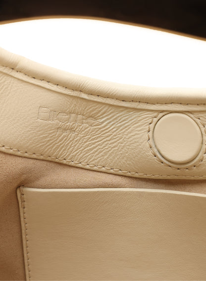 Small Boomerang Woven Leather Ivory