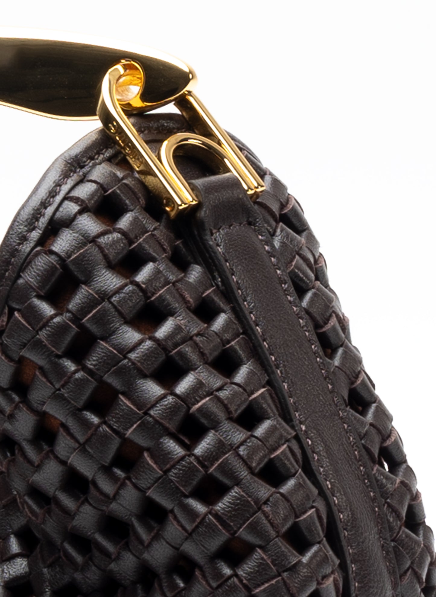 Small Boomerang Woven Leather Dark Brown-Pre order delivery in 4 weeks