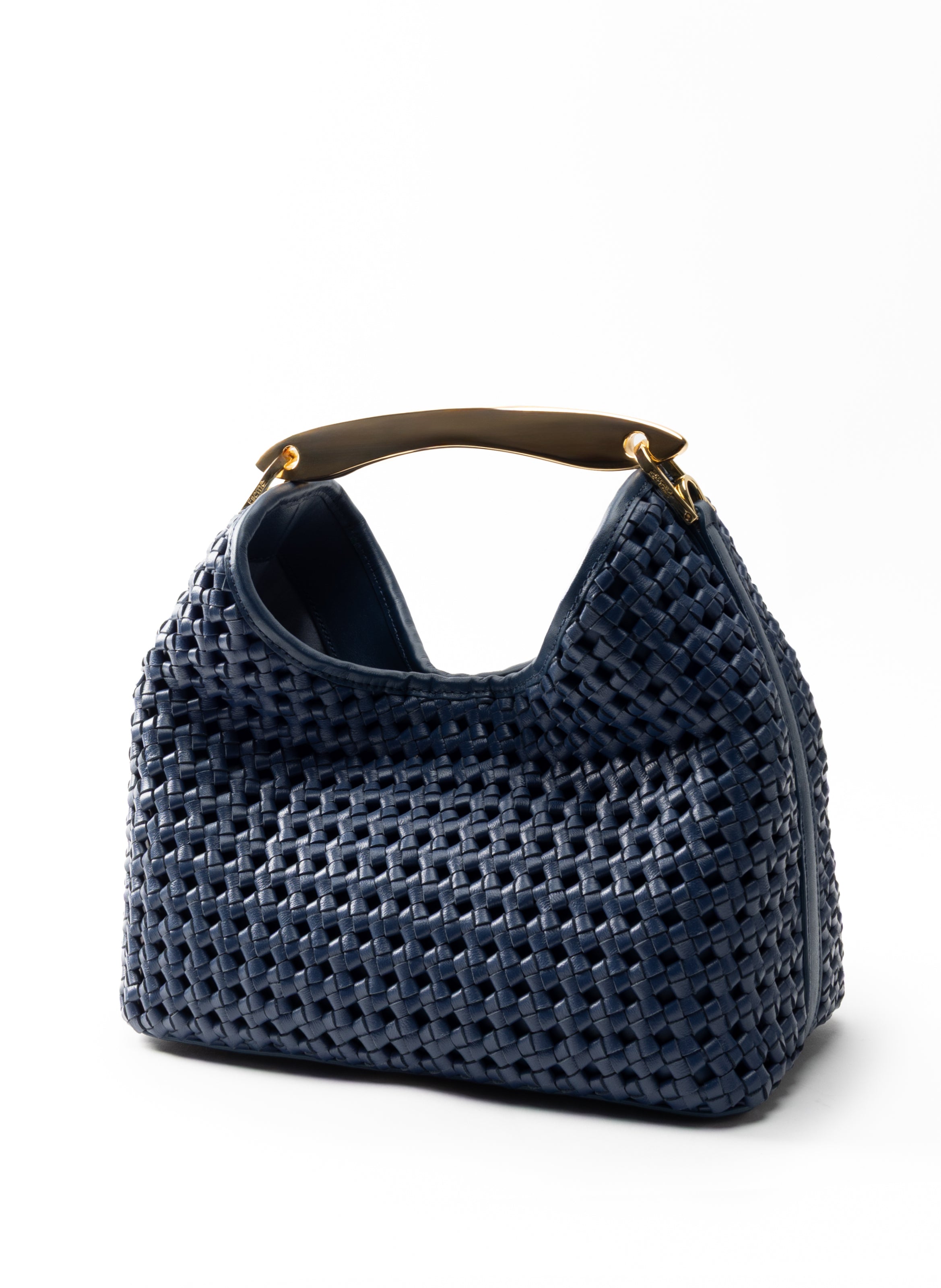 Boomerang Woven Leather Navy - Summer Woven Bag - Elleme