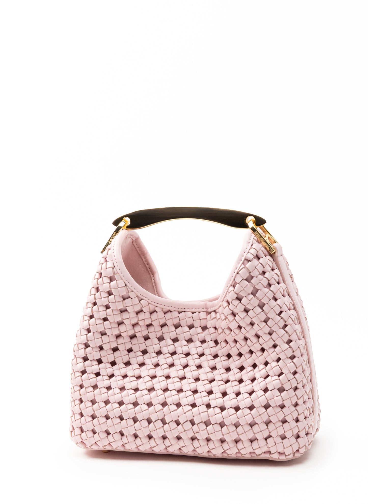 Small Boomerang Woven Leather Pink