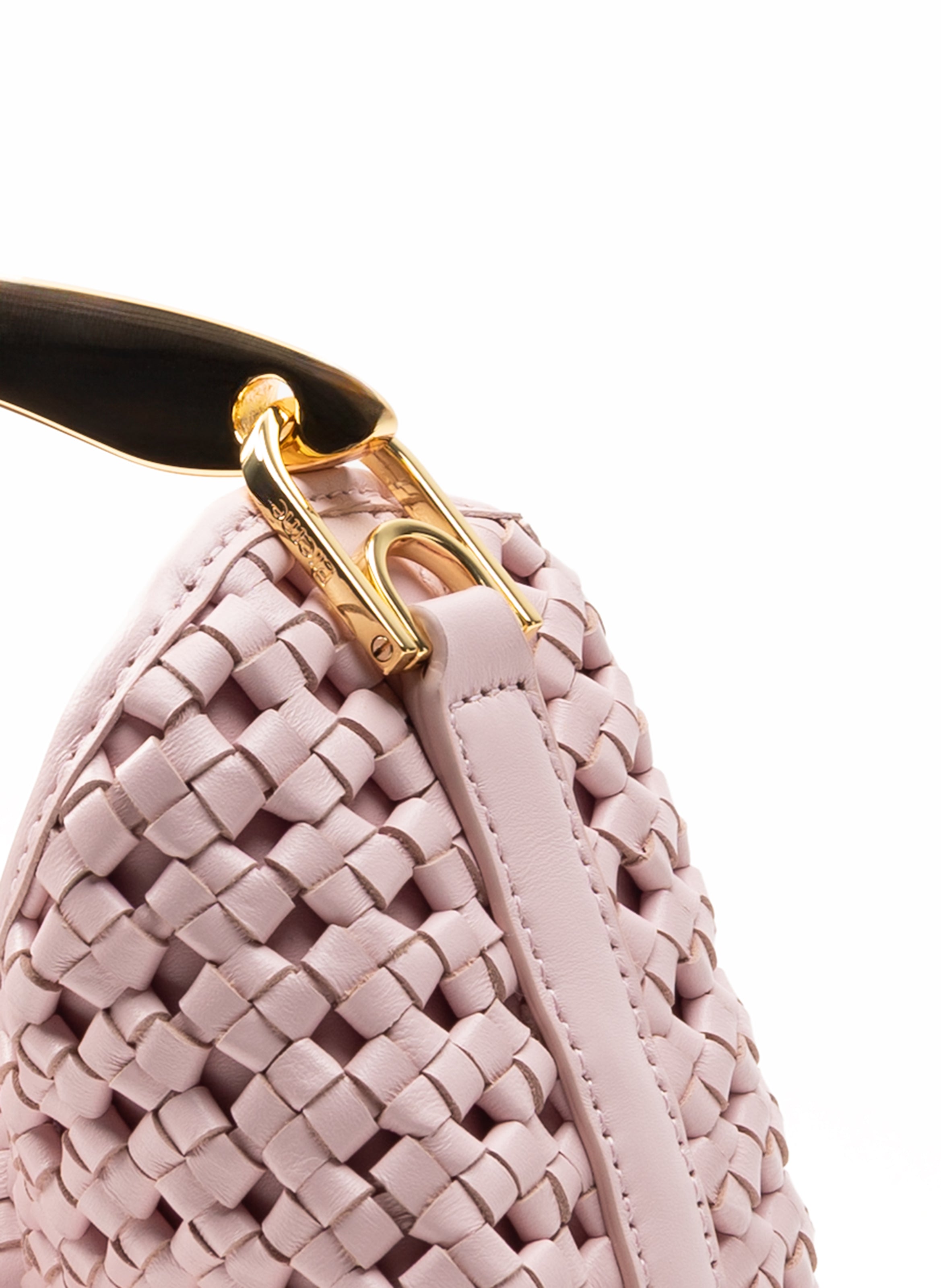 Small Boomerang Woven Leather Pink - Woven Handbags for Women - Elleme