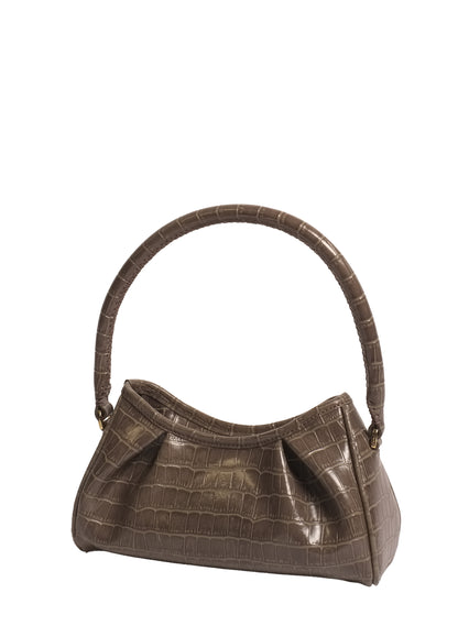 Small Dimple Croco Print Leather Grey