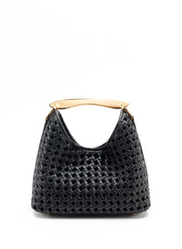 Small Boomerang Woven Leather Black