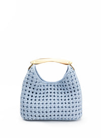 Small Boomerang Woven Leather Light Blue