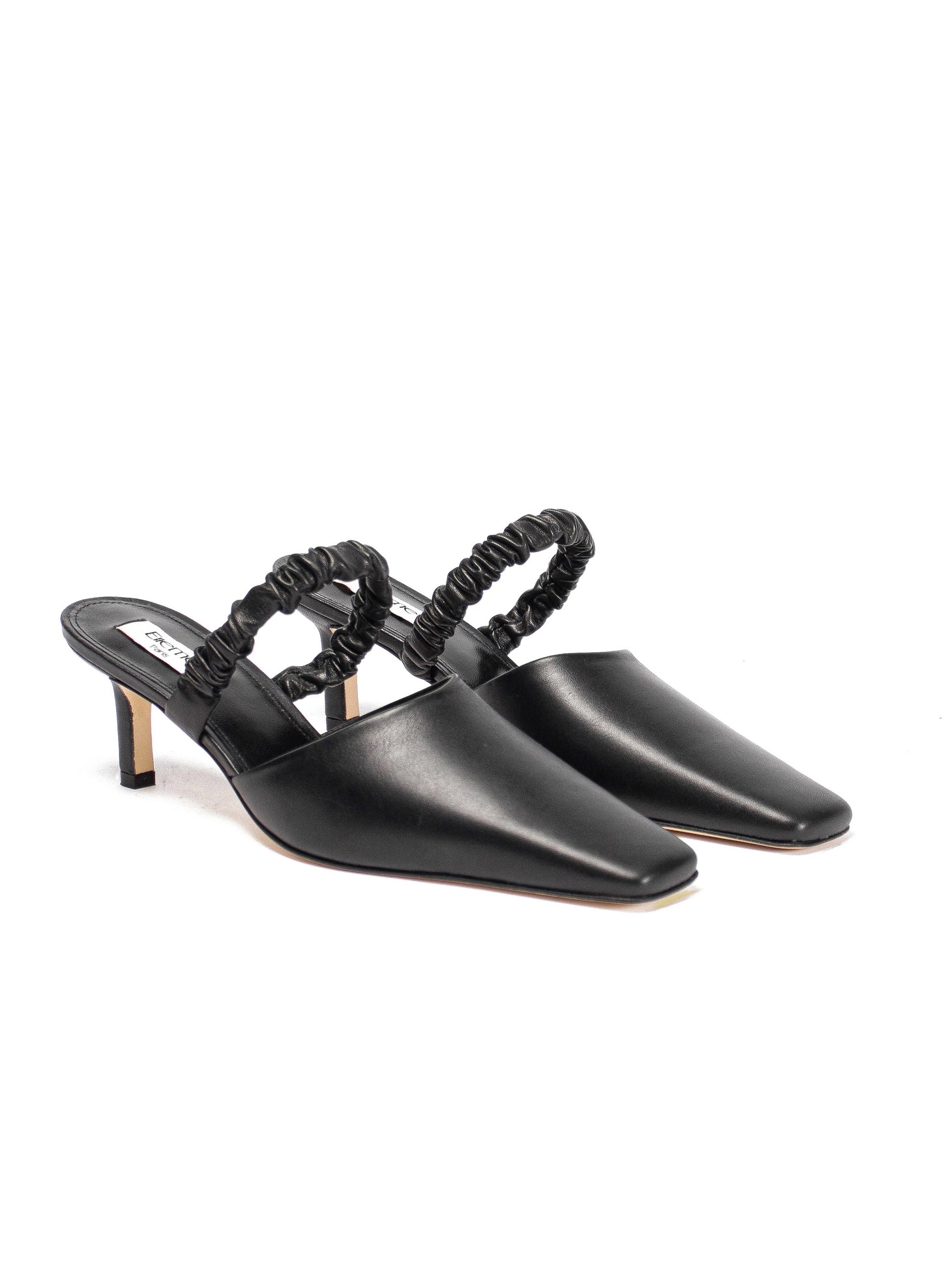 Square Toe Chouchou Mule Leather Black