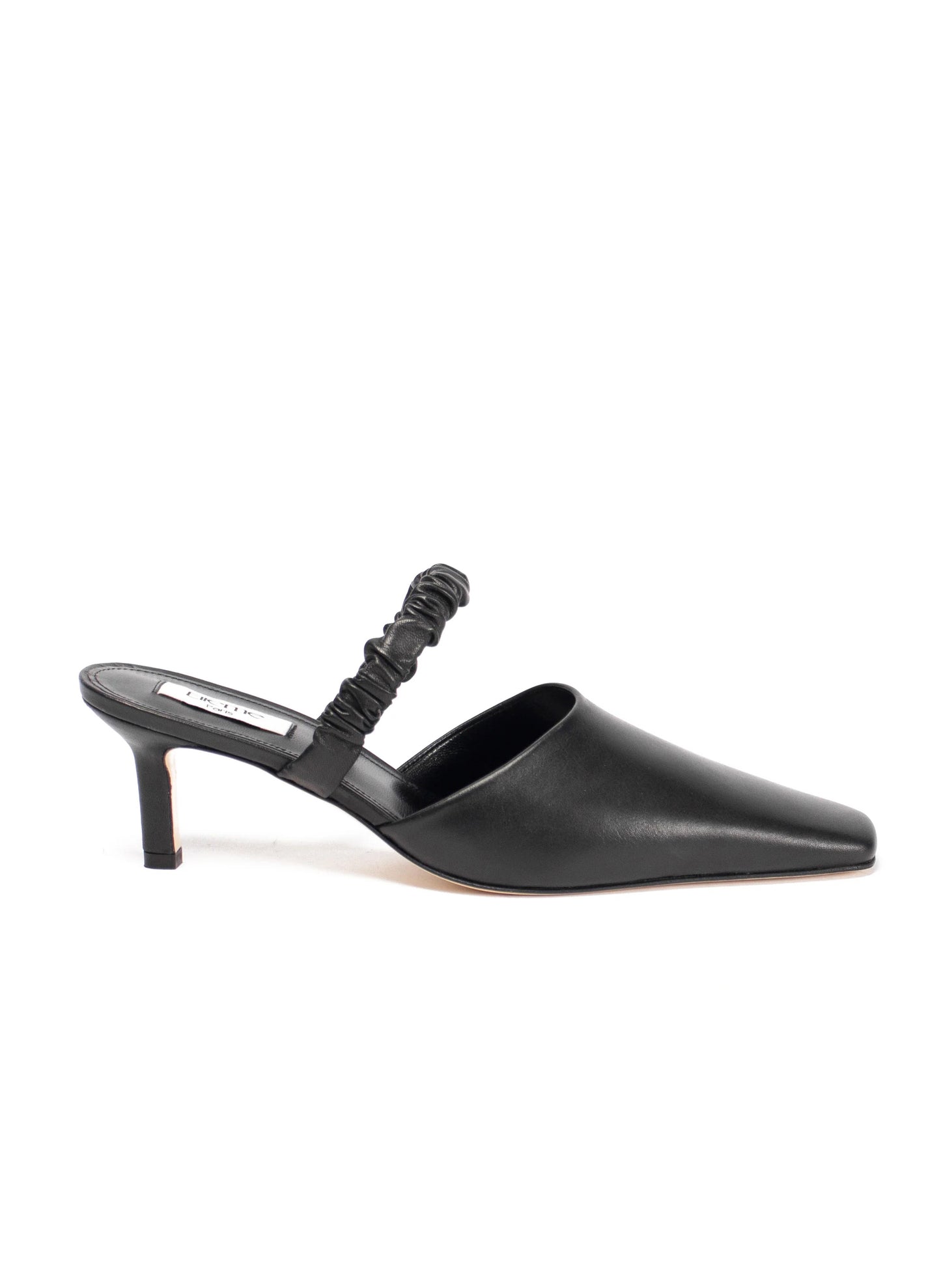 Square Toe Chouchou Mule Leather Black