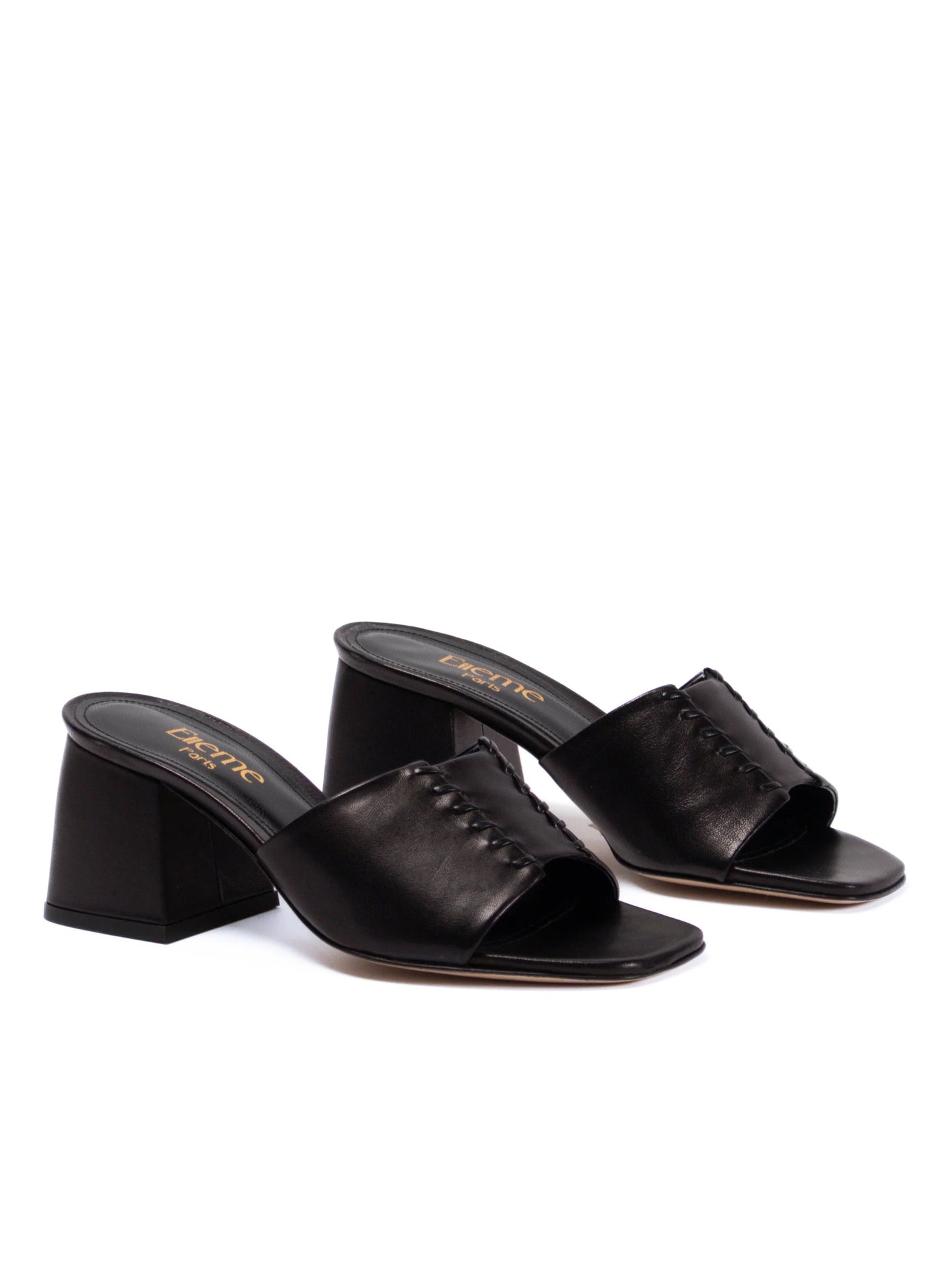 Stitch Block Heel Noir