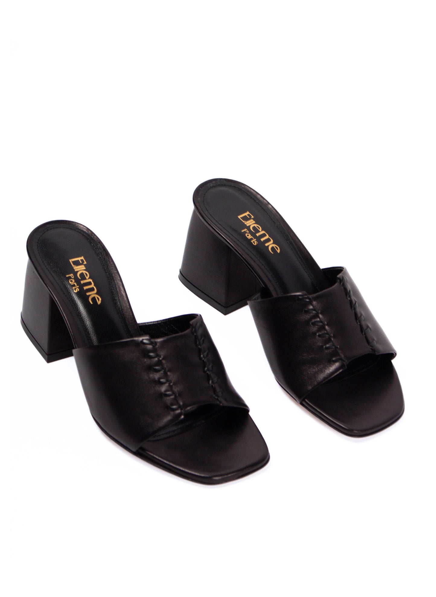 Stitch Block Heel Noir