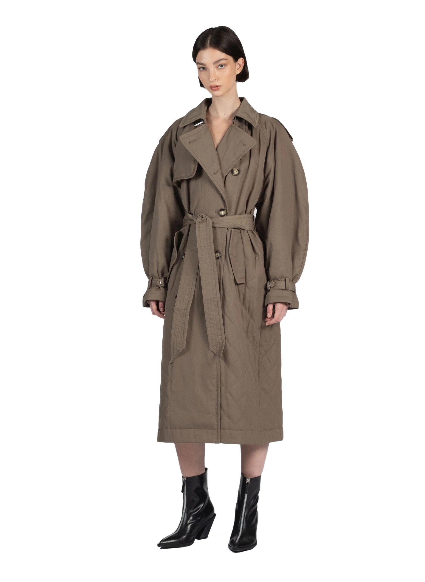 Quilted Trench Coat Brown – Elleme