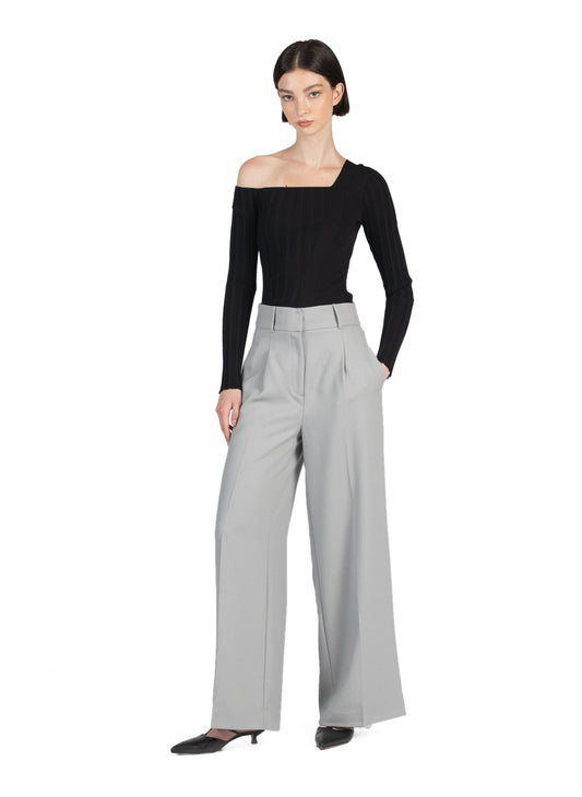 Wide Leg Tailored Trousers Grey