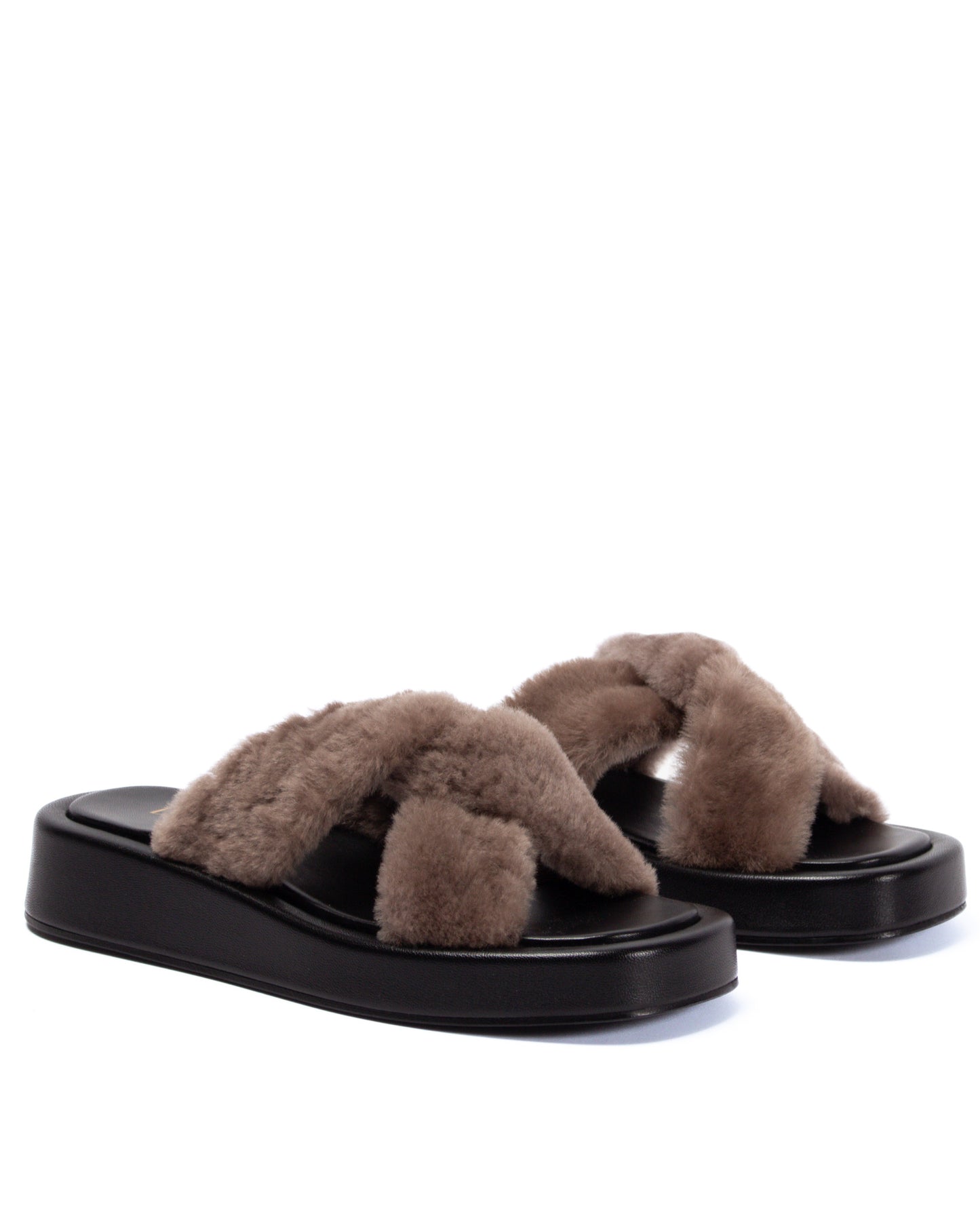 Tresse Shearling Noir/ Taupe