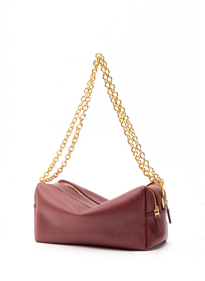 Trousse Chain Leather Burgundy